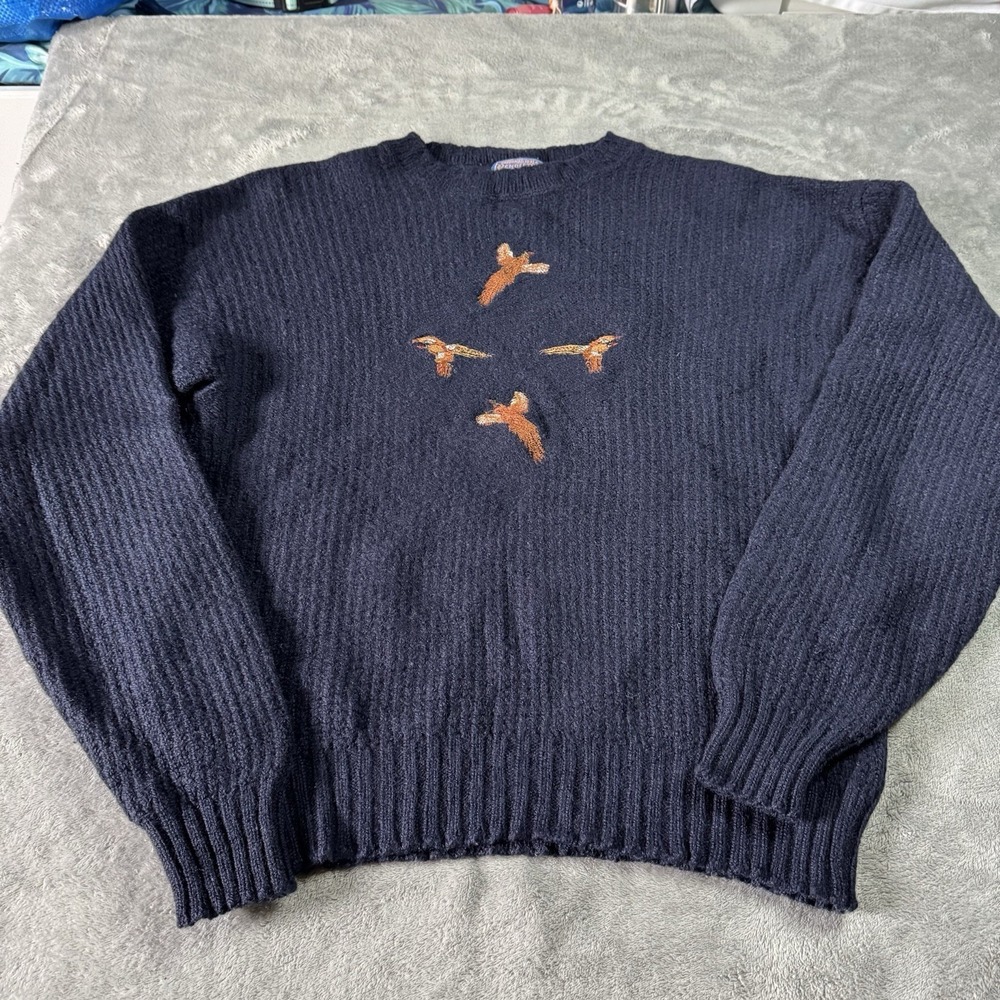 Vintage 80s Pendleton Wool Sweater Mens XL USA LOBO Duck Goose Bird Knit